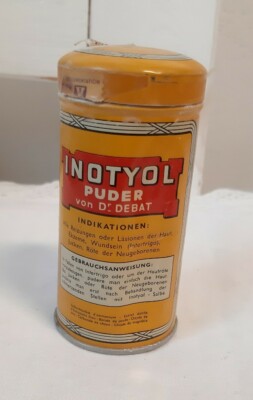 Old Tin/Aluminium Tin Poudre Inotyol Aluminium Box Antique Vintage Decorative Piece 