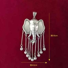 Chinese pure Handmade Miao silver bell tassels DIY embed inlaid necklace pendant