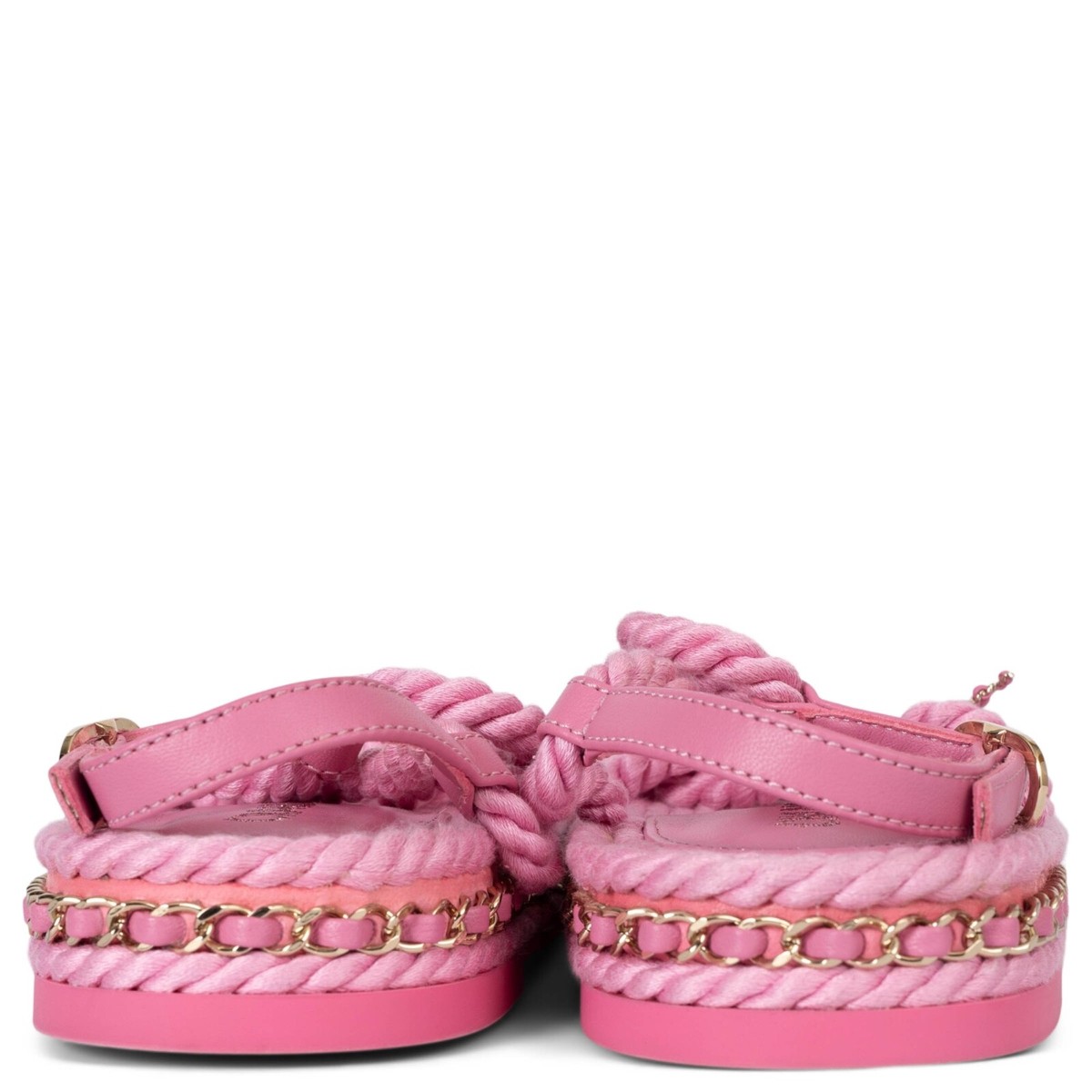 k-zu　シャネルリボン 70977 auth CHANEL pink cord 22C DUBAI ROPE Sandals Shoes 38