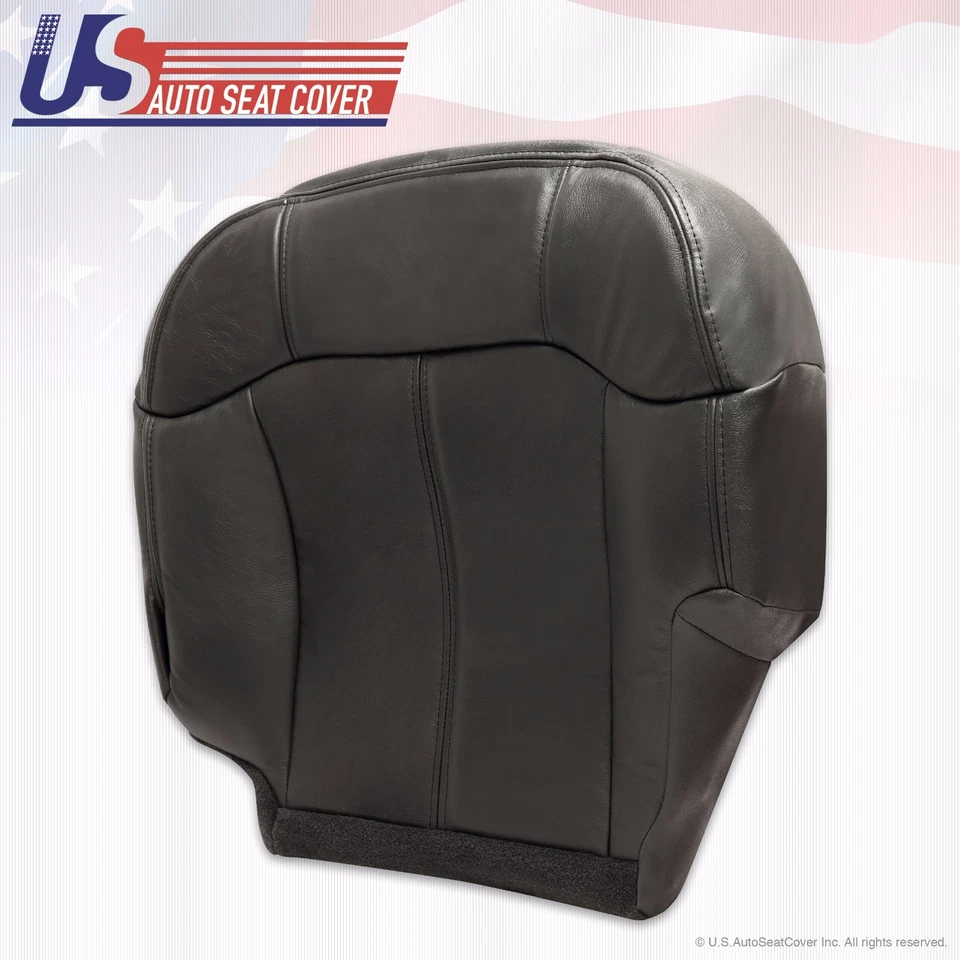 Chevy 1500 HD 2500 HD 3500 2001 2002 parte inferior del conductor cubierta de asiento de cuero negra Foto 4 de 4