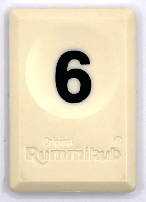 Rummikub Tile Black 6 Game Replacement Smooth Number Engraved Back Pressman
