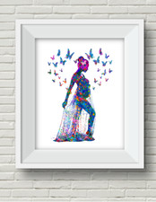 Pregnant Woman Butterflies UNFRAMED Watercolor Art Print Doula Midwife Baby Gift