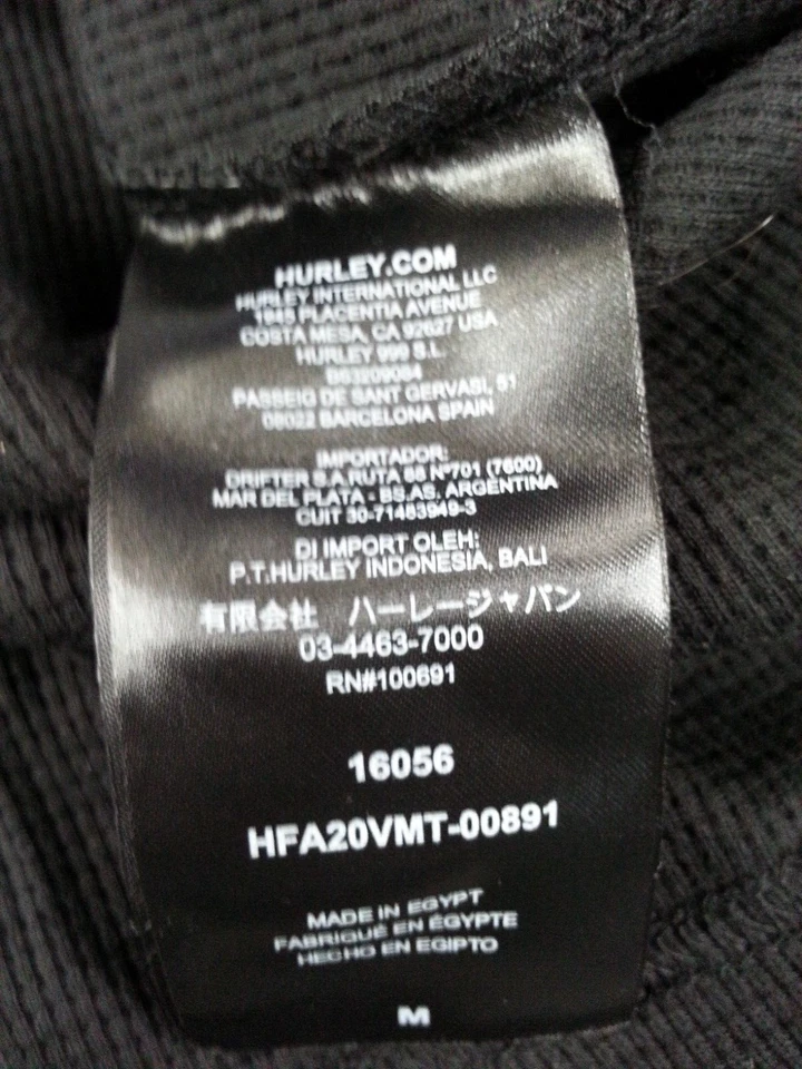 NUEVO NUEVO CON ETIQUETAS Hurley Aloha Tropical Negro Talla M Para Hombre Manga Larga Patrón Waffle Foto 4 de 4