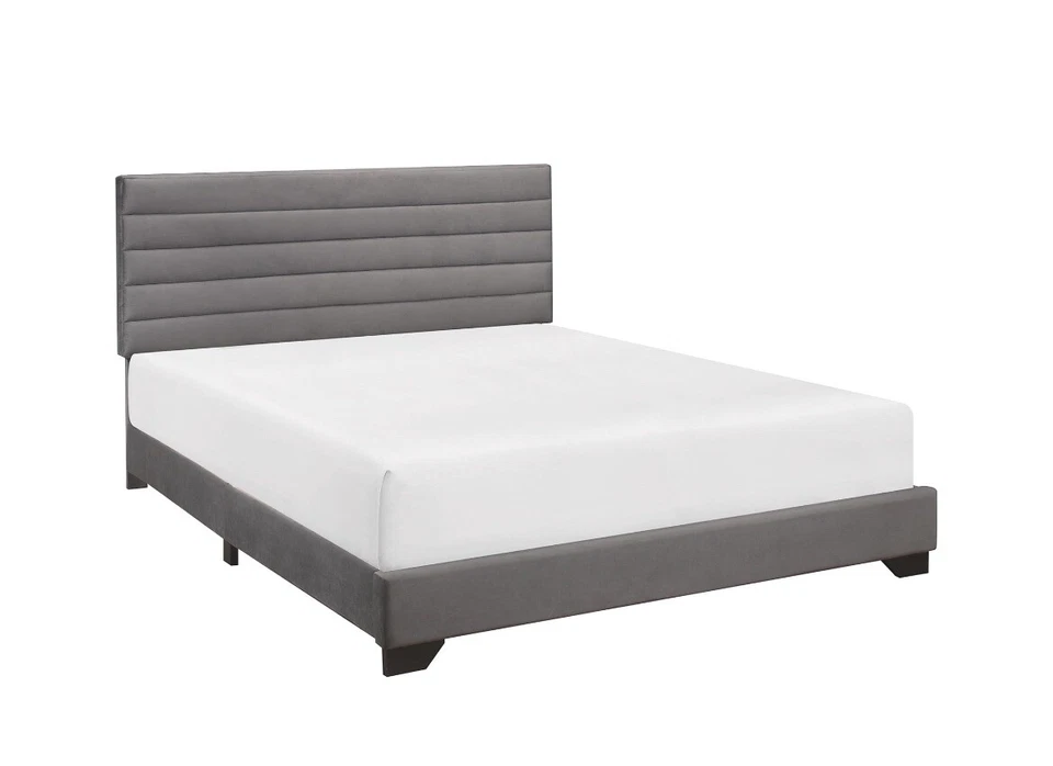 Cama con plataforma Edie Queen - carbón, cabecero acolchado Foto 2 de 4