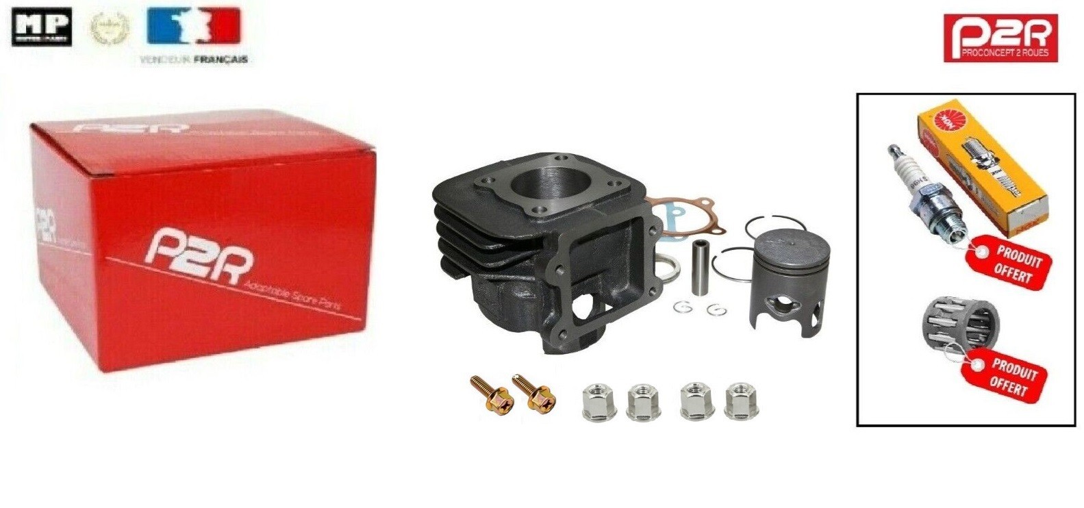 Pack cylindre piston MBK Booster Spirit 50 2t en fonte Minarelli vertical