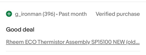 Rheem ECO Thermistor Assembly SP15100 NEW (old stock) Qty-1 Free Same Day Ship! - Picture 11 of 17