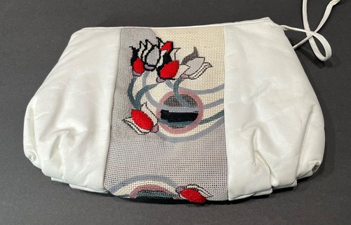 Vintage 1980 Patricia Smith Designs Moon Bags White Purse with Tulip Designs - Picture 6 of 10