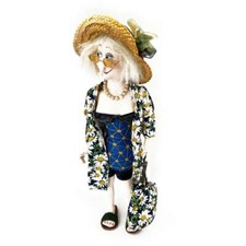 Cloth Art Doll Paper Pattern "Olive at the Beach" By Jill Maas