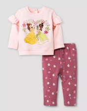 Disney Baby Princess 2 Piece Top and Bottom Set Size 6-9 Months