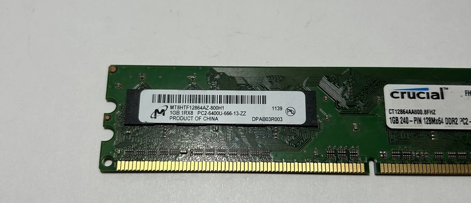 4GB (4-1GB) Crucial Micron 1Rx8 240-PIN 128Mx64 PC2-6400U-666-13-ZZ DDR2 RAM - Image 2 of 4