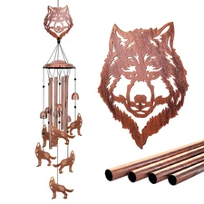 Wolf Wind Chimes for Outside,Wolf Gifts for Men Women/Memorial Gift/House War...