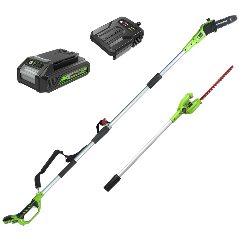 Greenworks Akku-Hochentaster und Akku-Heckenschere 2in1 G24PSHK2 (Li-Ion 24V - Bild 2 von 4