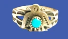 VTG HARVEY ERA STERLING SILVER THUNDERBIRD TURQUOISE RING DAINTY Sz 4 NICE!