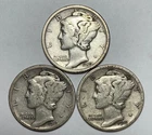 1919, 1919-D and 1919-S 10C Mercury Dimes 90% Silver