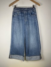 GAP Kids Size 10 Large Baggy Wide Leg Adjustable Stretch Waist Denim Jeans Cuff