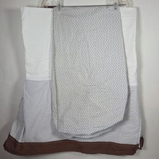 Pottery Barn Kids Blue Brown 28x52" Medallion Crib Sheet  Stripe 16" Skirt Set