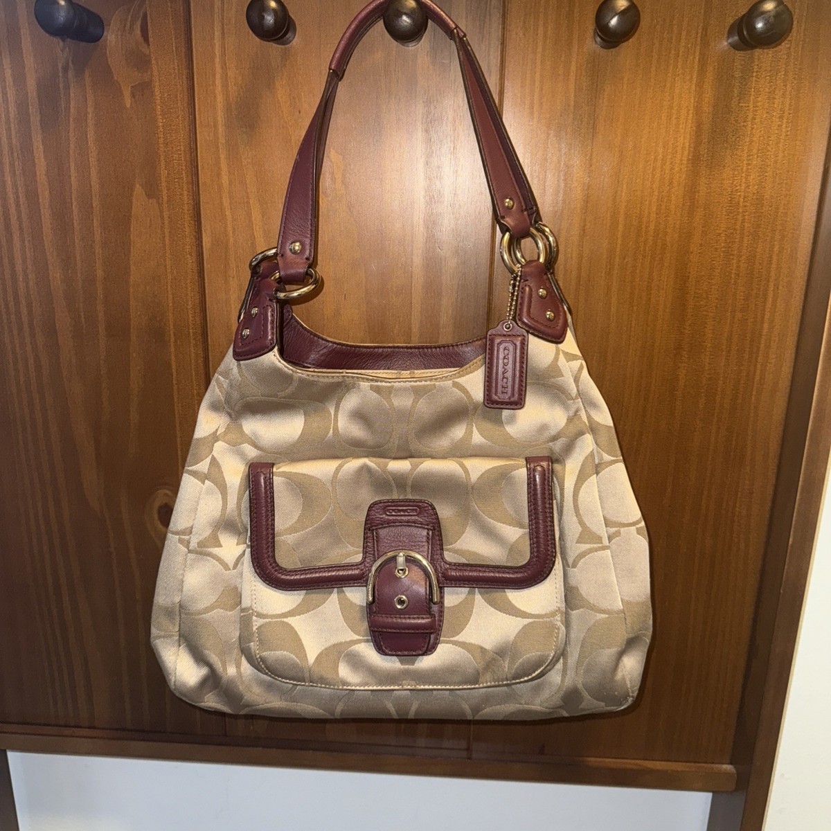 COACH Bag F24742 Campbell Hobo Signature Logo Satchel Purple