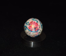 Antique hand painted, multi-color glazed clay collector's art marble .750"