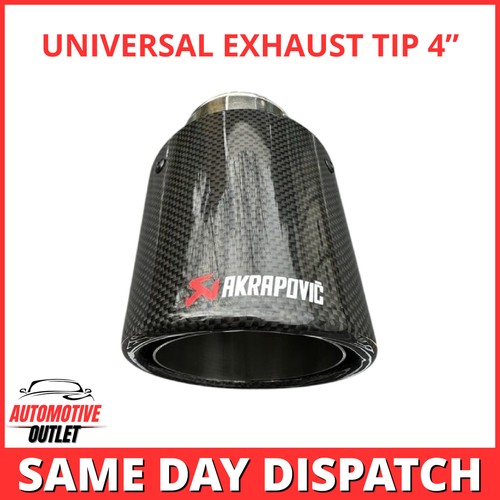 AKRAPOVIC EXHAUST TIPS 4″ ROLLED EDGE STAINLESS SILVER & BLACK CARBON FIBRE