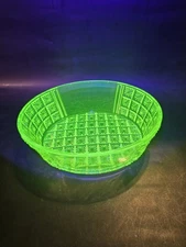 Uranium Richards & Hartley Glass Co Two Panel Pattern Bowl  Large Serving Bowl