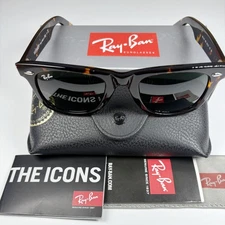 Ray-Ban Sunglasses RB2140 902 Original Wayfarer Tortoise Frame Green Lenses 50mm
