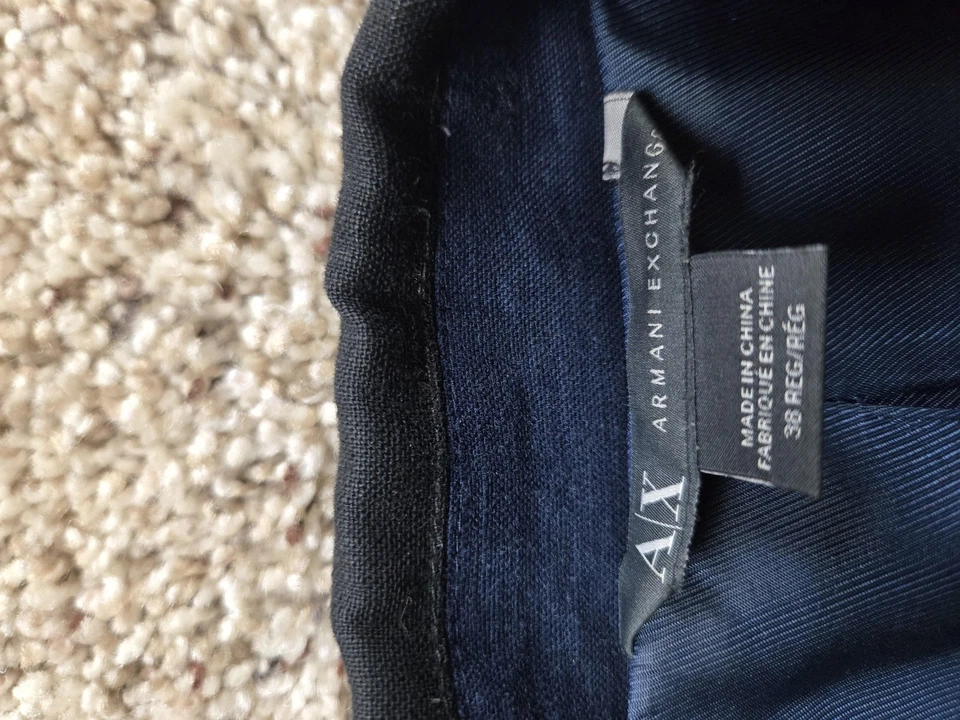 Armani Exchange Blazer Mens 38R Navy Linen Cotton 2 Button Pockets - Image 4 of 4