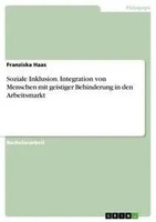 Franziska Haas | Soziale Inklusion. Integration Von Menschen Mit Geistiger...