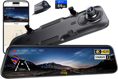 S12 Pro Mirror Dash Cam with STARVIS 2 Sensor, Rear View Mirror Camera 5.8GHz Wi