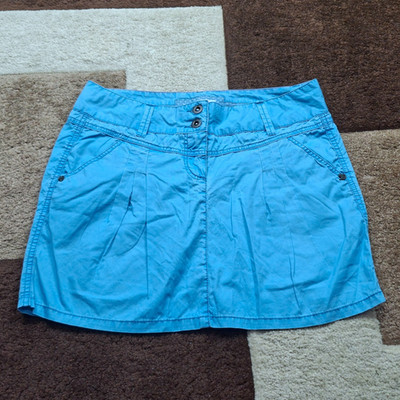 TOM TAILOR Women's Cargo Mini Skirt Size S Blue 100% Cotton Utility
