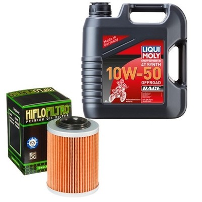 HiFlo Öl Set LM 10W-50 Off. Race 4L für CAN-AM Maverick 900 X3 X-rc Turbo R D 19