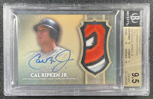 CAL RIPKEN JR. BGS 9.5 2017 TOPPS DYNASTY #AP-CR3 GAME USED PATCH AUTO GOLD 3/5