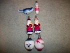 Set of 6 Vintage Japanese milk glass Christmas light bulbs. Lantern, Santa, bird