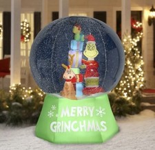 6 FT GRINCH AND MAX SNOWGLOBE CHRISTMAS LIGHTED YARD INFLATABLE GORGEOUS 