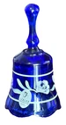 FENTON SIGNED M ARCHER COBALT BLUE GLASS HAND PAINTED FLORAL 4.5" BELL VINTAGE