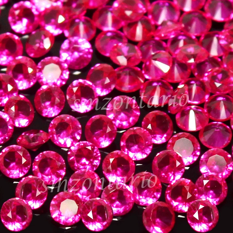 Wholesale Natural Pigeon Blood Red Ruby 2 mm Round Cut Loose Gemstone 50 Pcs Lot - Image 2 of 4