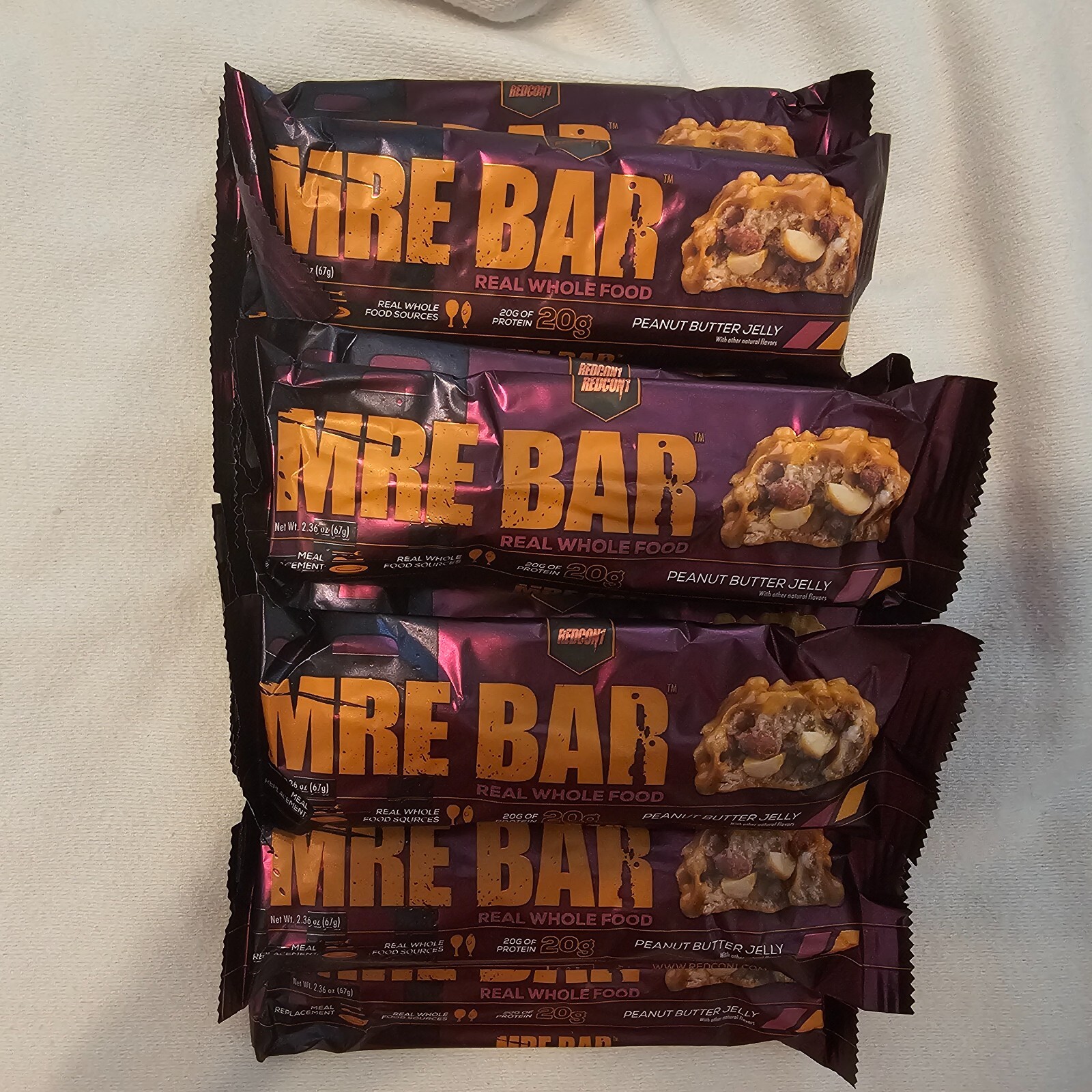 REDCON1 MRE Whole Food Protein Bar Peanut Butter Jelly 11 Bars Best by