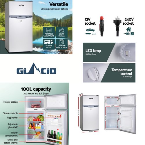 Glacio 100L Portable Caravan Camping Fridge Freezer 12v/24v/240v Upright Cooler - Picture 10 of 13