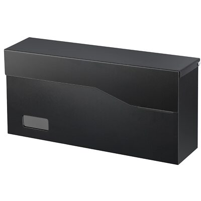 Large Wall-Mount Black Metal Mailbox Modern Post Box for Home/Office
