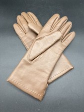Vtg Women's Dark Beige/Tan Leather Lined Gloves WPL 9522 Size B