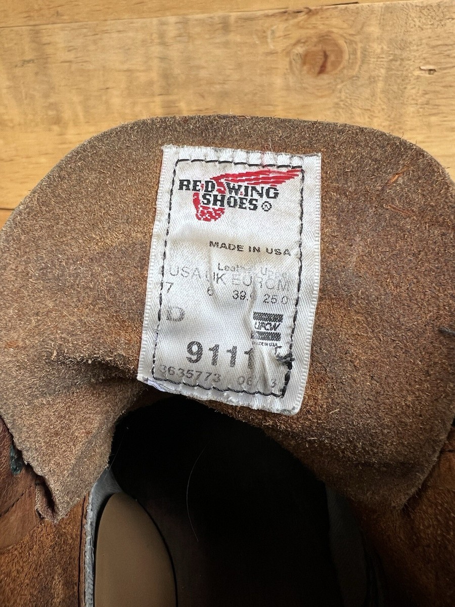 Red Wing 9111 Classic Round Toe Brown Leather Boots Size US 7 D