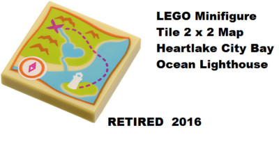 LEGO Minifigure Friends Map to Lighthouse Heartlake Ocean Mountains Compass