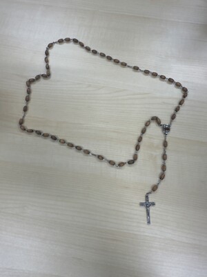 rosary beads catholic wood with holy dirt
