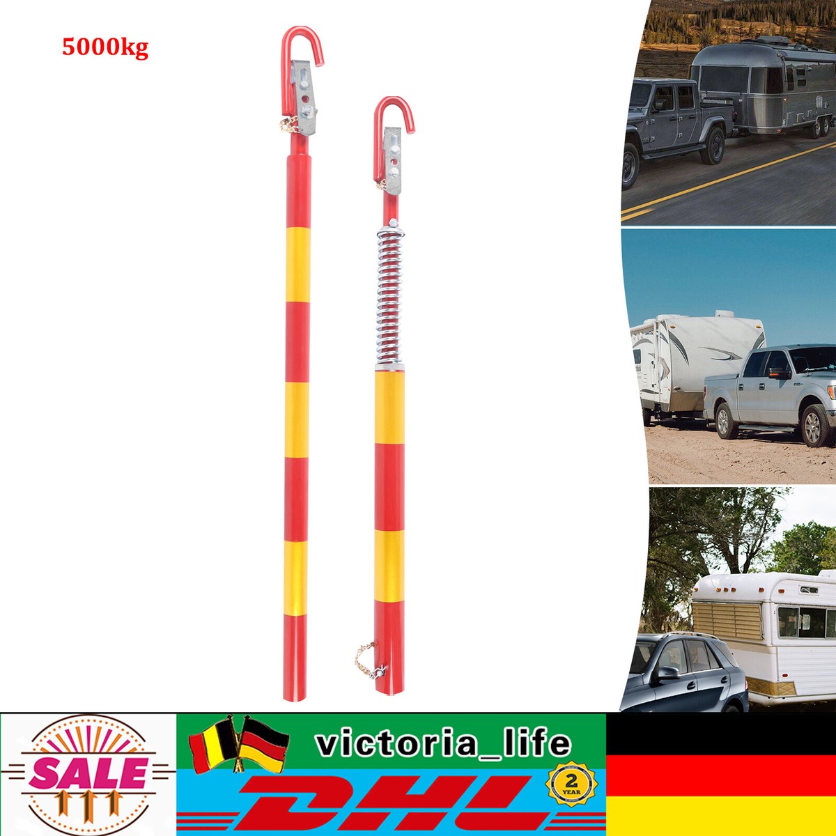 Neu Abschleppstange Pannenhlfe Für 5000kg 5T Anhängerkupplung PKW LKW