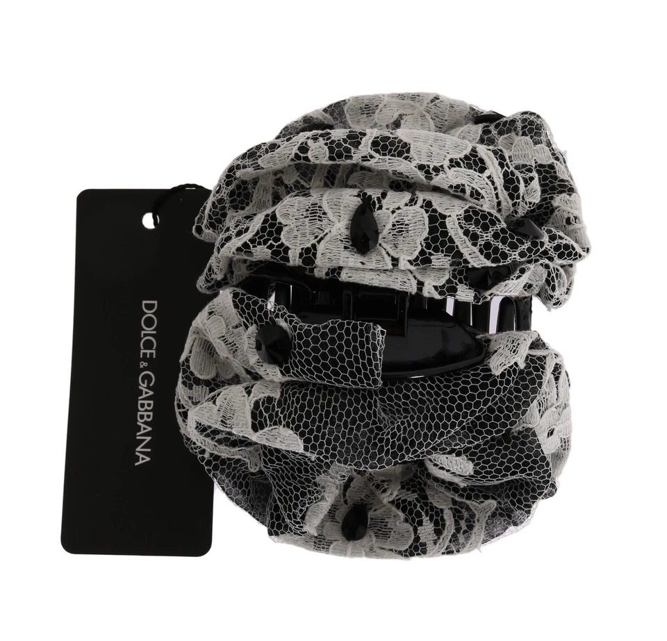 DOLCE & GABBANA волос коготь черный белый цветочный кружева кристалл аксессуар RRP $560 - Изображение 2 из 4