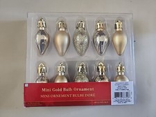 Mini Gold Bulb Ornaments Shatterproof Christmas Tree 10pc 1.75"