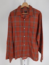 Vintage 60s Burnt Orange Light Camp Loopneck Shirt Large USA Rockabilly LS