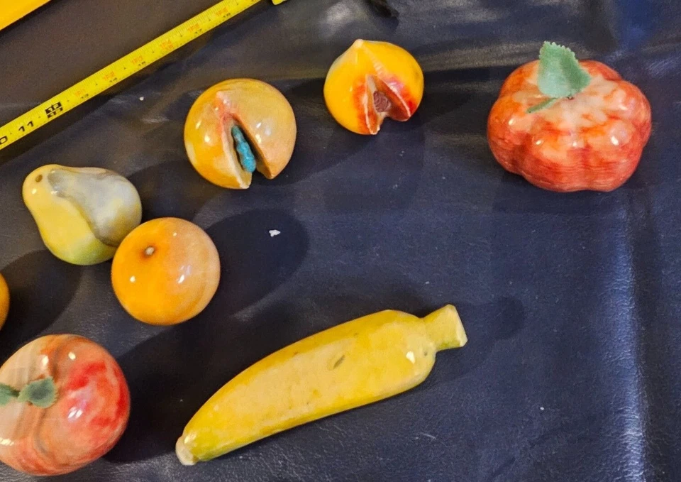 Vintage Italian Alabaster Stone Fruit -Choose: Fruit w/ worm, pits, Pomegranate - Image 4 of 4