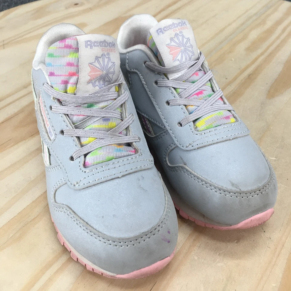 Reebok Shoes Youth 8.5 Classic Leather Step N Flash Sneaker Gray Lace Up Comfort - Image 3 of 4