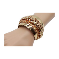 Women Gold Metal Wrist Cuff Bangle Bracelet Chain Mesh Bold Hot Fashion Jewelry