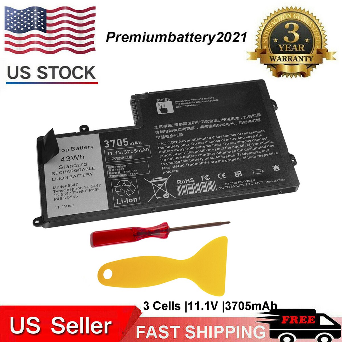 ✓43Wh TRHFF Battery For Dell Inspiron 15-5547 5545 5548 N5447